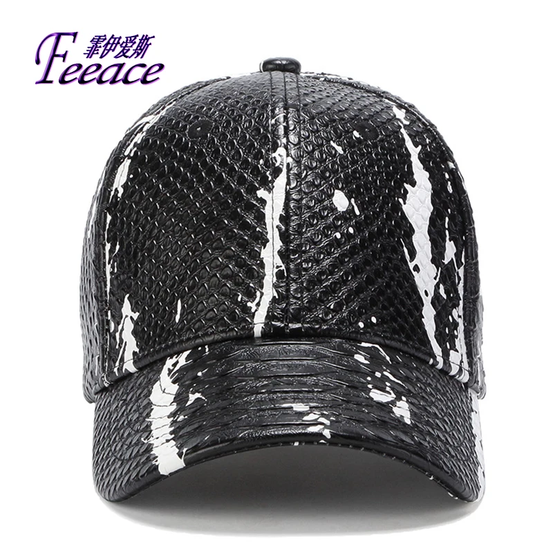 Шапка pu корковые кепки со вставками из кожи имитирующей фактуру змеиной