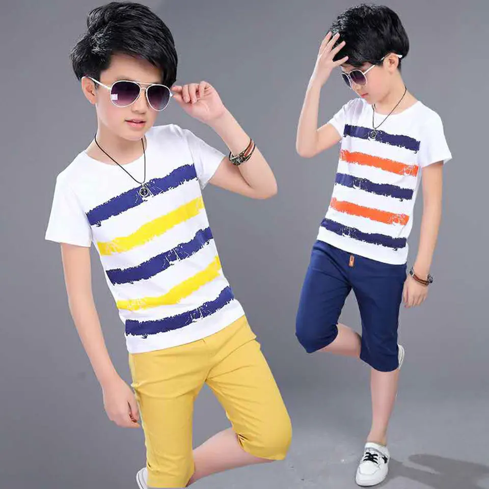 Fashion Suits Teenage Summer Boys Clothing Sets Short Sleeve T Shirt &amp Shorts Casual 3 4 5 6 7 8 9 10 12 Years Boy Clothes |