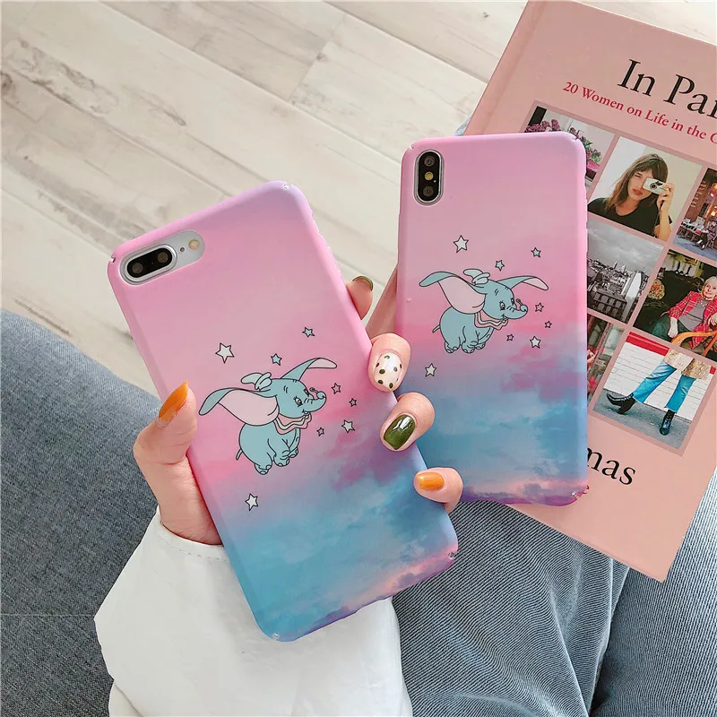Для iPhone 7 6 X XR XS Max мультфильм Dumbo жесткие чехлы для телефона конфеты цвета чехол 6s 8