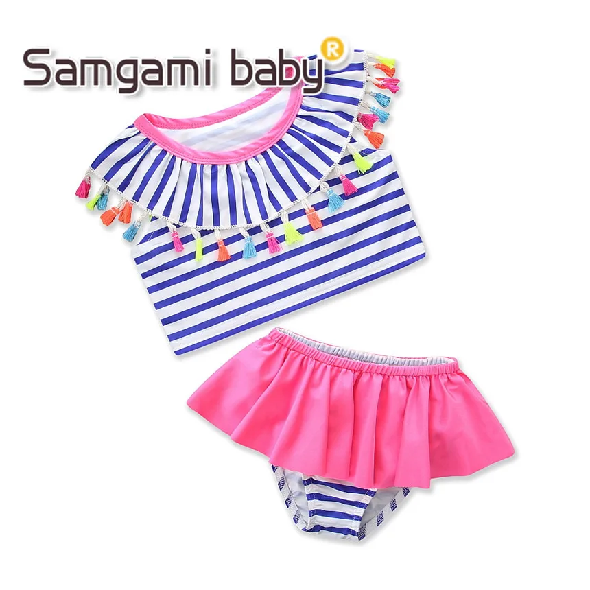 SAMGAMI пляжная одежда для малышей летняя девочек плотно прилегающий эластичный