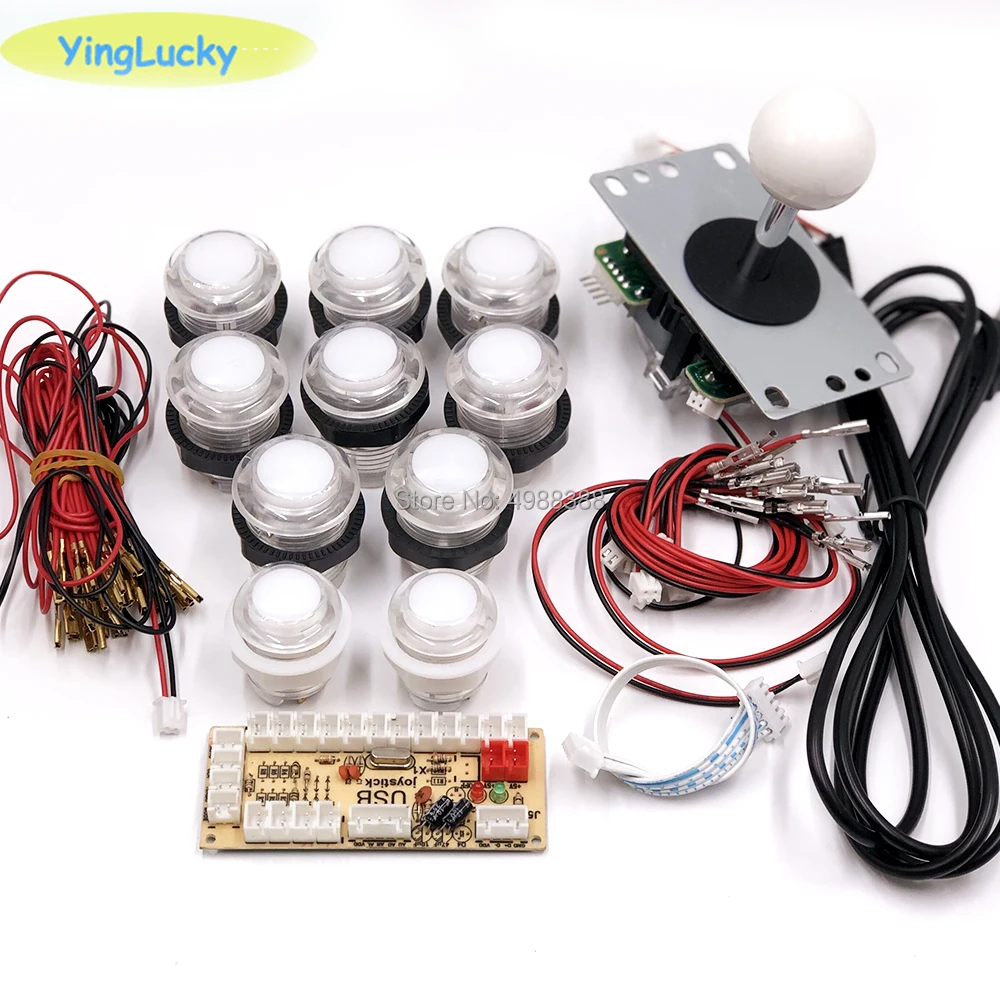 Yinglucky sanwa diy kit 2 игрока DIY аркадный джойстик игровые наборы с 20 светодиодный аркадных кнопок к USB кодировщик комплект аркадный