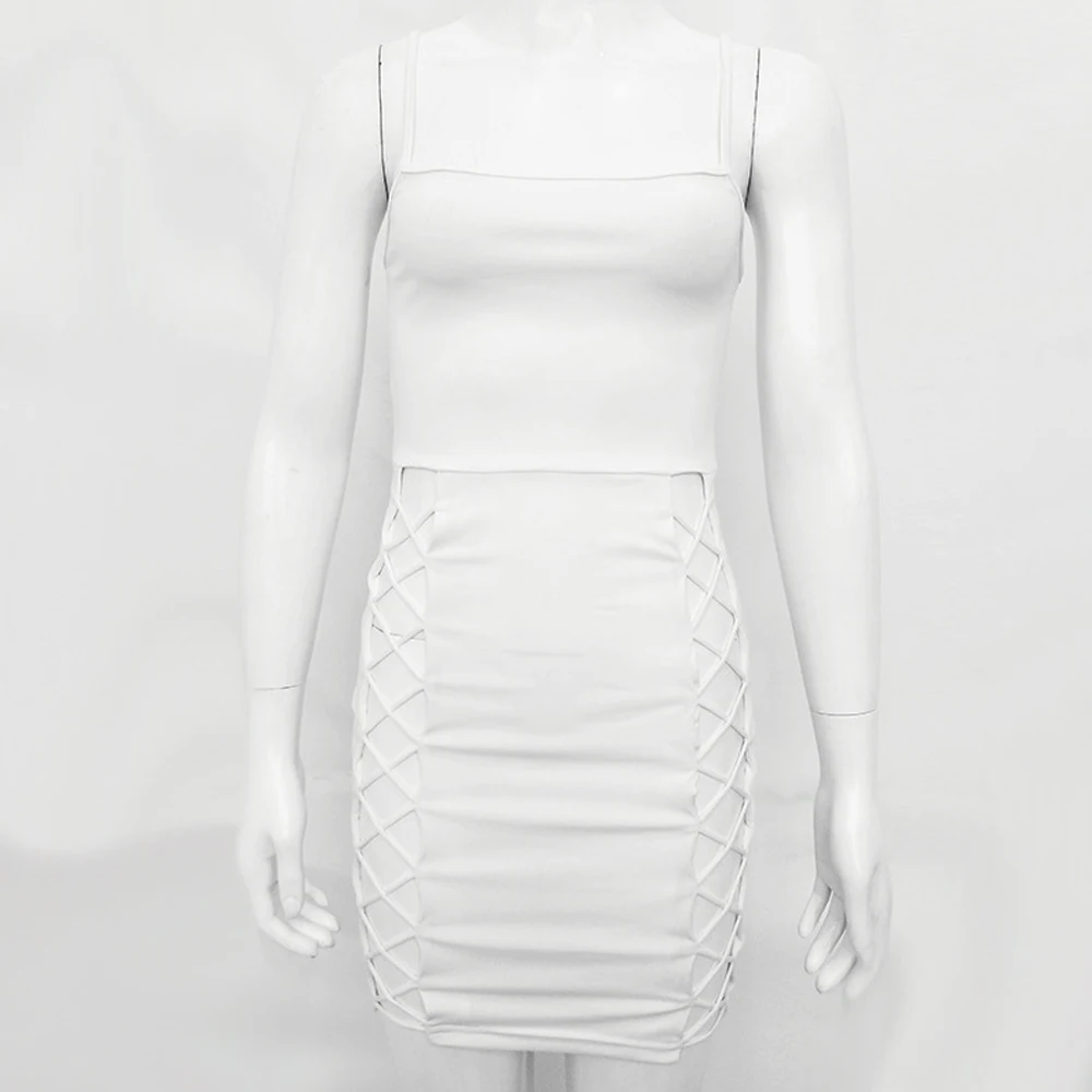 Jasonplay VI модные бретели рукавов Sexy Тонкий Bodycon платье вырезами сбоку вечерние