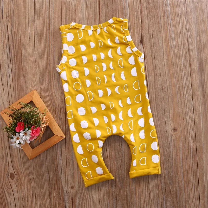 Повседневная летняя одежда для маленьких мальчиков и девочек с желтой луной