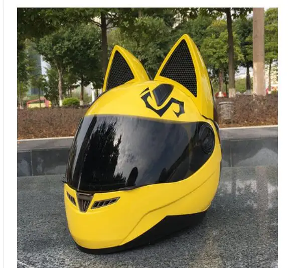 Женский мотоциклетный шлем NITRINOS с ушками 4 цвета розовый желтый черный белый