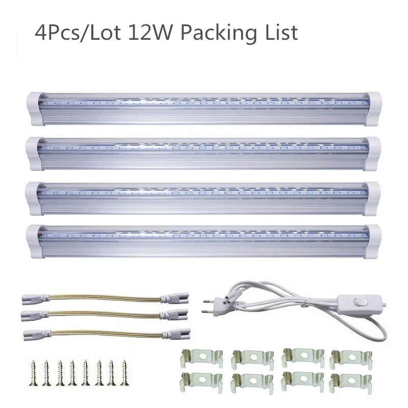 4Pcs 12W F2 Led Grow ReBlue лампа для растений светодиодный светильник для выращивания Фито лампа 12 Вт T5 лампа для растений полный спектр Светодиодная лампа для выращивания рассада растений фито-лампа для помещений - Испускаемый цвет: 4Pcs 12W F2 Led Grow
