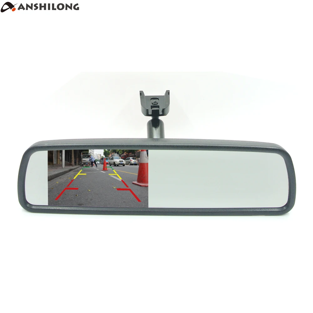

ANSHILONG салона автомобиля замена зеркало заднего вида со встроенным 4,3 "TFT ЖК-дисплей монитор + специальный кронштейн 2Ch видео Вход