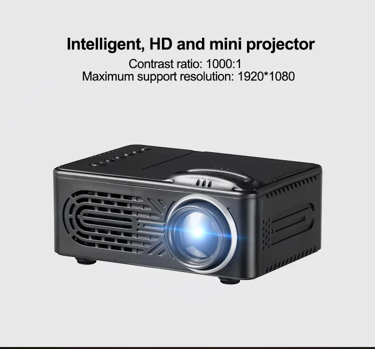 Gigxon-G814 мини-проектор 25-80 дюймов 30 люмен 1000:1 соотношение карманный светодиодный проектор без батареи