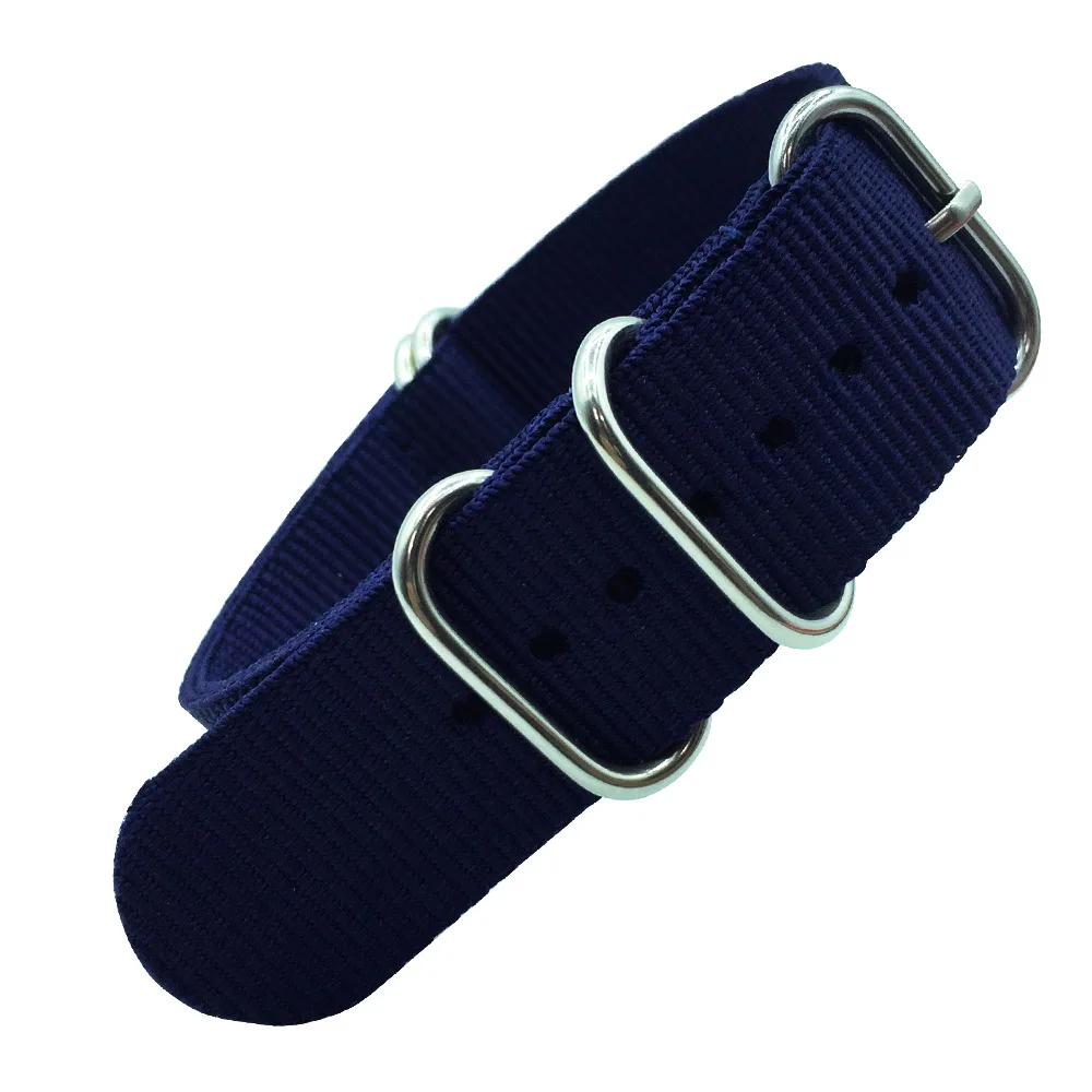 Dark Blue S Нейлоновый ремешок для часов NATO ZULU ремешок 20 мм 22 мм 24 мм полосатый Радужный холст сменный ремешок для часов 5 колец из нержавеющей стали - Цвет ремешка: Dark Blue S