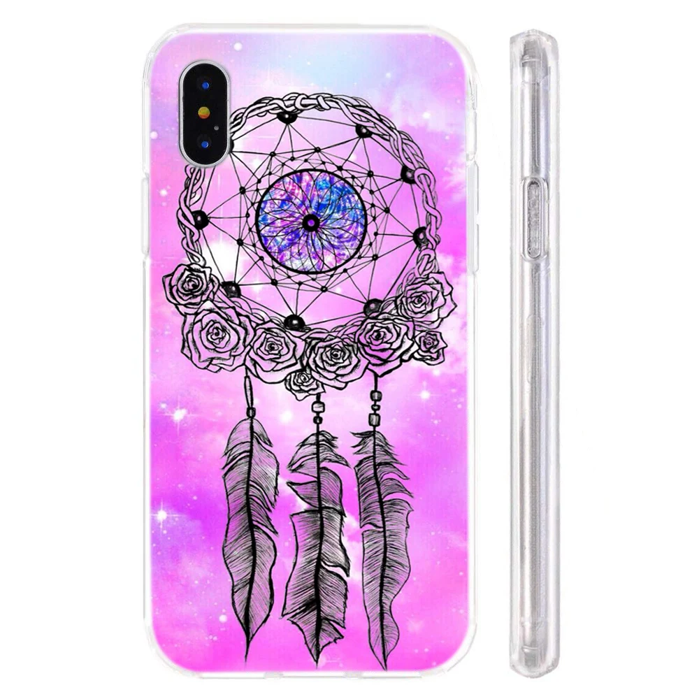 Мягкий чехол для iPhone X XS XR чехлы из ТПУ цветные серьги Henna Mandala цветочный узор Fundas 8 7