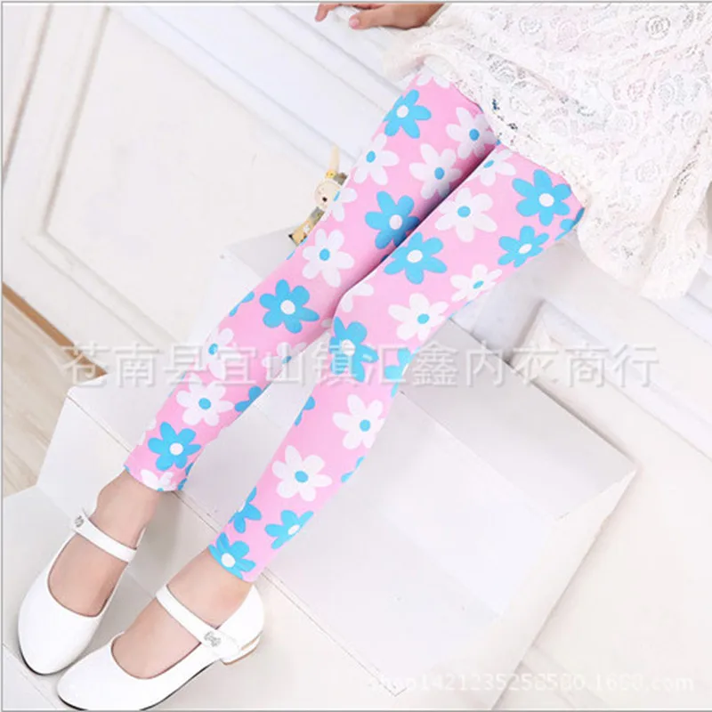 Детские леггинсы с цветочным принтом от двух до шести лет детская одежда Брюки