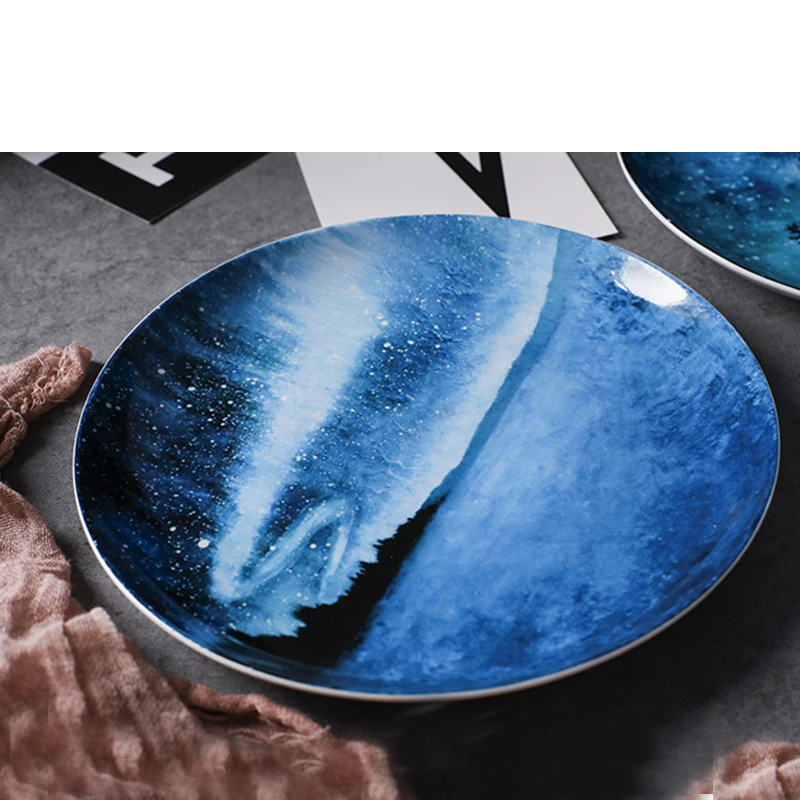 Bone china тарелка для завтрака со звездами, подарочное блюдо, посуда, украшение дома, керамическая тарелка ручной работы, тарелка для торта, кондитерских изделий, фруктов, торта, тарелка 8 дюймов