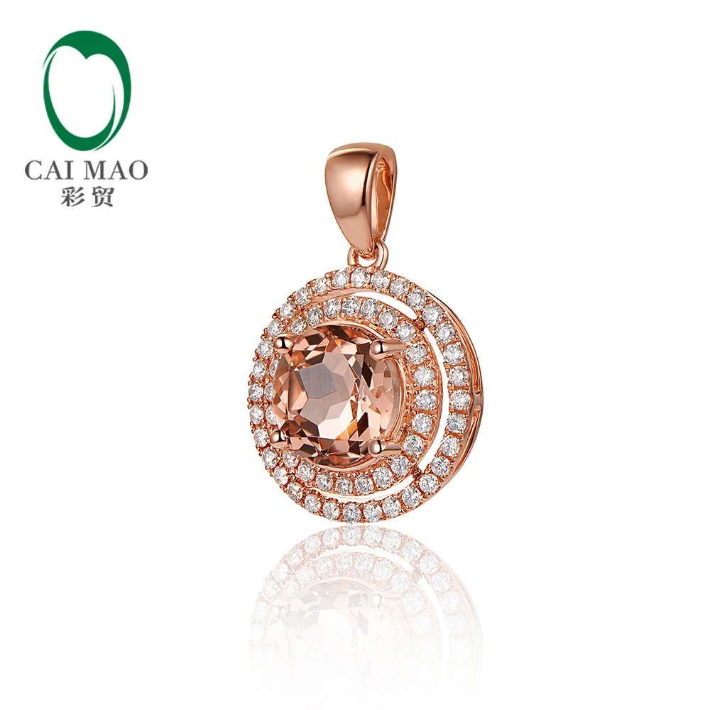 Лидер продаж 2.02ct против 8 мм круглый Morganite Алмаз Настоящее 14 К розовое золото