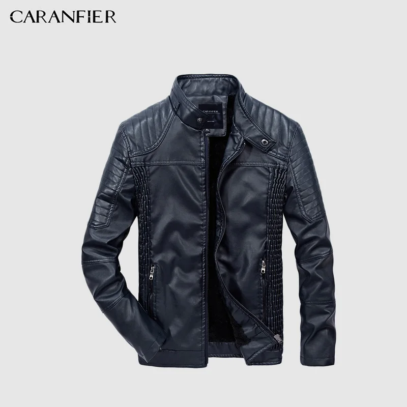 CARANFIER 2017 новая мужская кожаная куртка зимняя модная Высококачественная PU