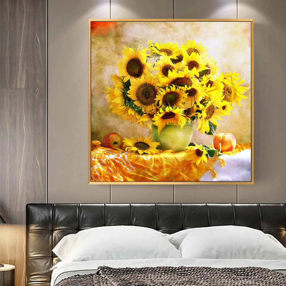Sunflower Diamond Painting Vase Round Full Drill Oil Floral Nouveaute DIY Mosaic Embroidery 5D Cross Stitch Home Decor Gifts | Дом и сад