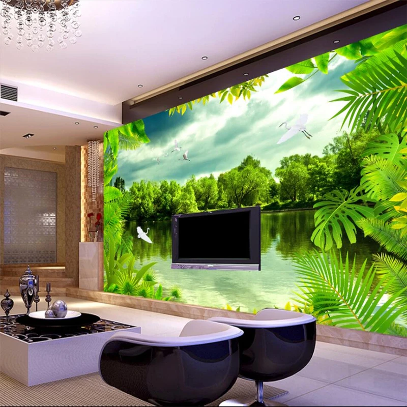 beibehang Tropical Rainforest Dream Forest Natural HD TV Backdrop Customized Large Wallpaper papel de parede | Обустройство дома