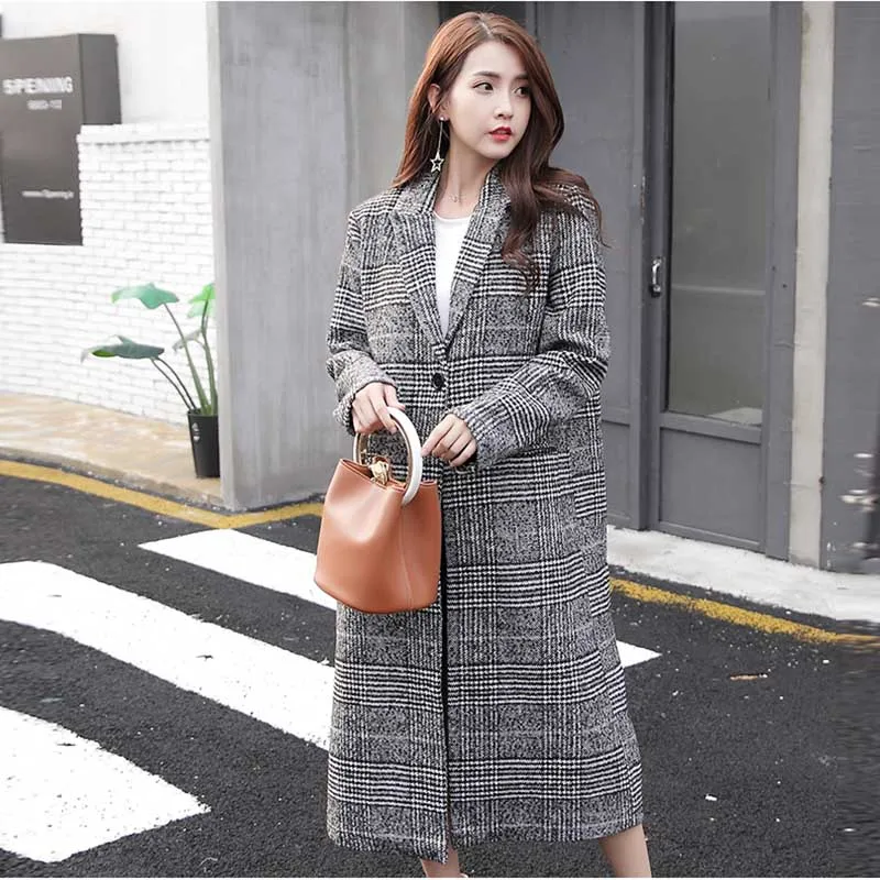 Женское шерстяное пальто длинное с одной пряжкой серое 2019|Женские пальто| |