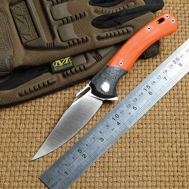 DICORIA Red wolf fish ball bearing Flipper folding knife S90V blade G10 handle outdoor survival camping hunting knives EDC tool |