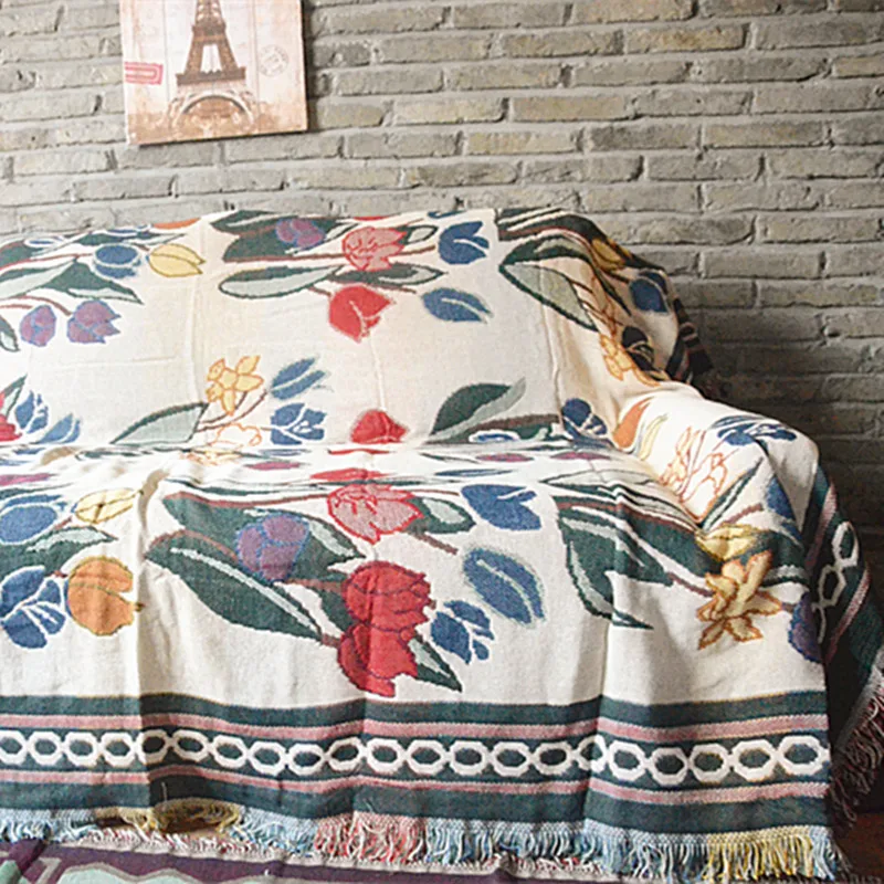 

Tulip flowers Sofa Cover Cotton Anti-skid blanket Universal Sofa decorative slipcover fundas de sofa Mat tapestry 130*180cm
