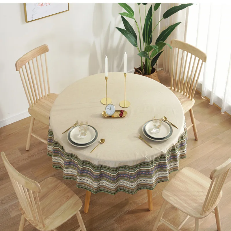 2019 New Products Nordic Simple Solid Color Round Cotton and Linen Tablecloth Waterproof Coffee Table Cloth Cover Towel | Дом и сад