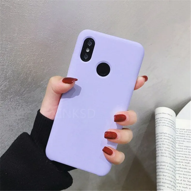 Жидкий силиконовый чехол для Xiao mi Red mi Note 6 5 Pro 7 5 Plus 6A mi A2 8 lite 9 6 6X MAX 3 Pro mi X 3 2 2S чехол для телефона - Цвет: Фиолетовый