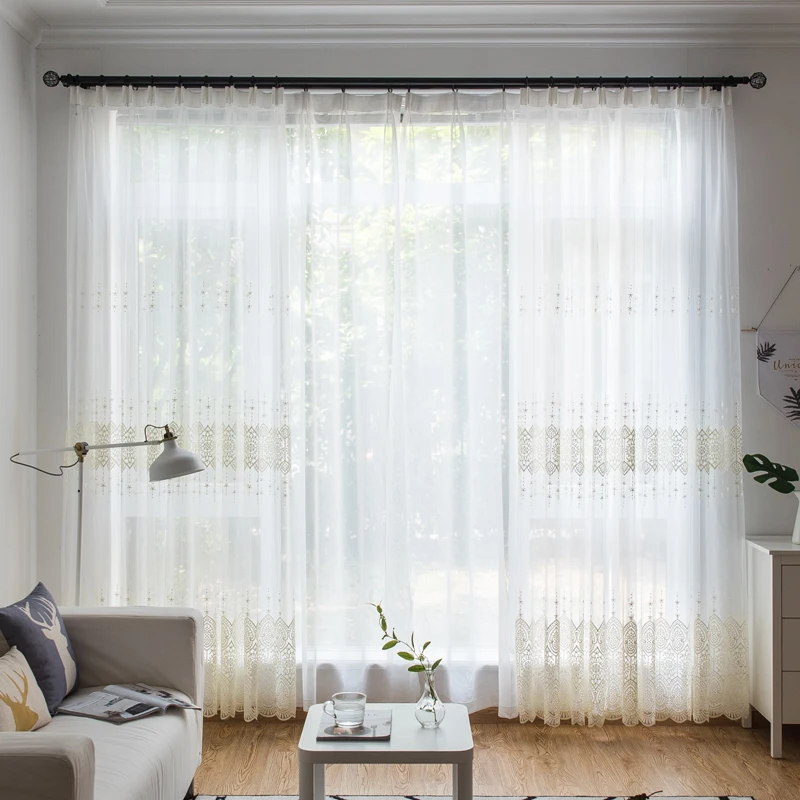 MAKEHOME, Высококачественная Белая Вышитая Цветочная тюль, занавески, европейский стиль, вуаль, тюль, отвесный, для спальни, гостиной, домашнего декора