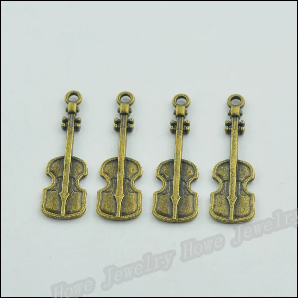 Оптовая продажа 100 шт винтажные подвески Кулон гитара Античная бронзовая