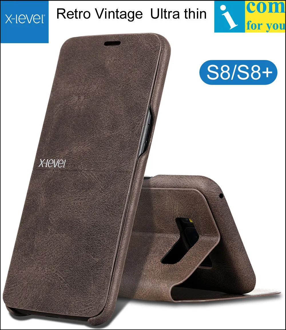 Кожаный чехол книжка X Level для Samsung Galaxy S8 Plus винтажный Ретро Чехол Бумажник Level|case for