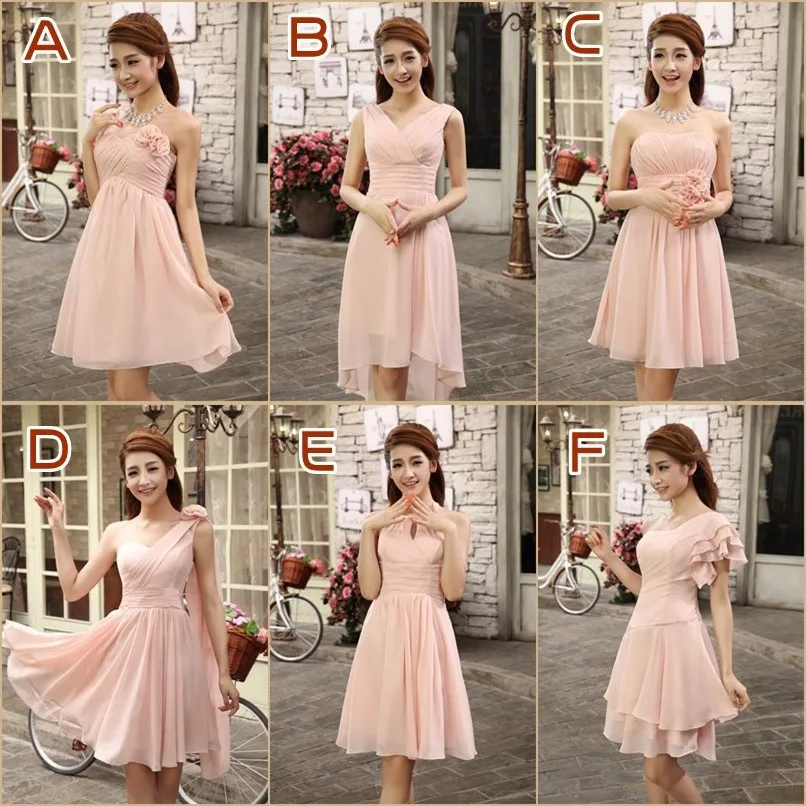 brand kaiqifashion wedding party dress adult varieties nude pink knee-length bridesmaid dresses | Свадьбы и торжества
