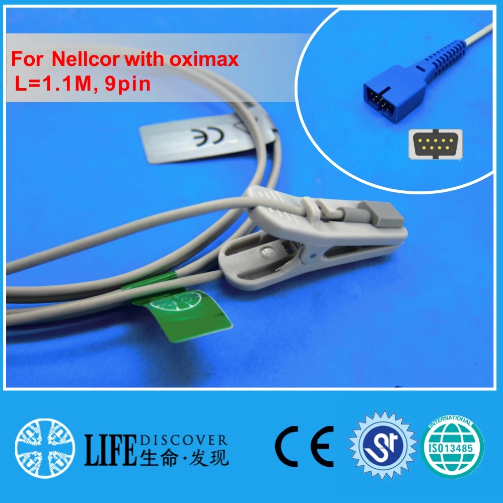 

short cable adult ear clip spo2 sensor for nellcor with oximax