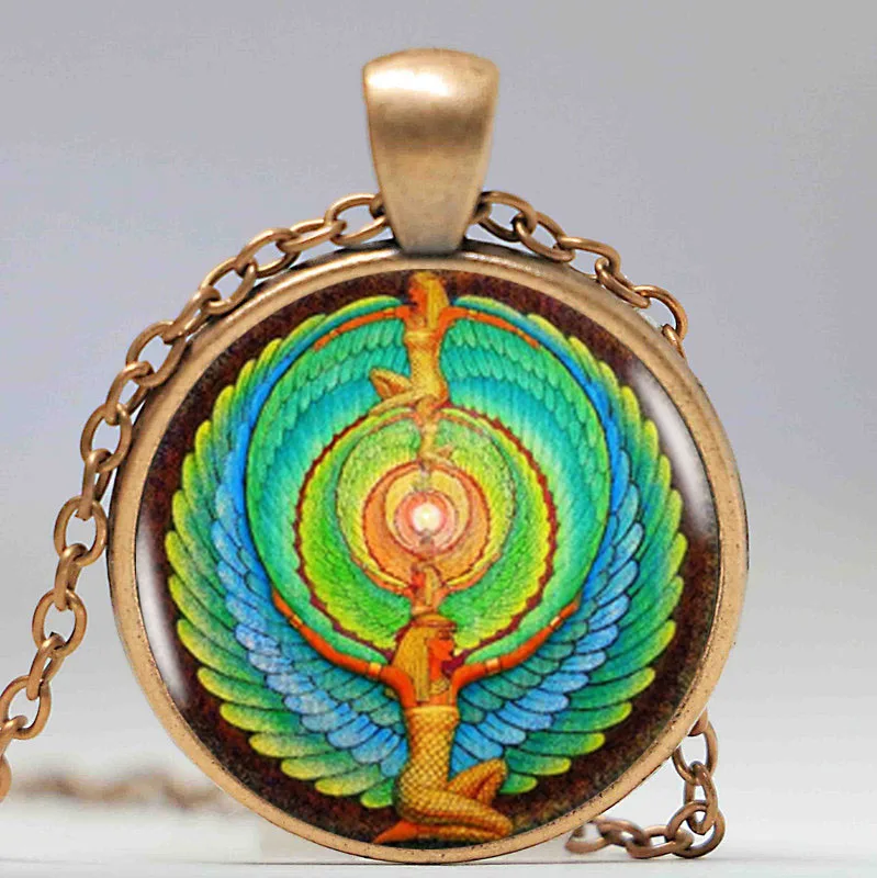 Кулон в виде символа египетского скала Серебряная цветная цепочка яркое модное