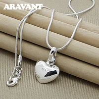 925 silver heart pendant necklace chain for women girls silver jewelry