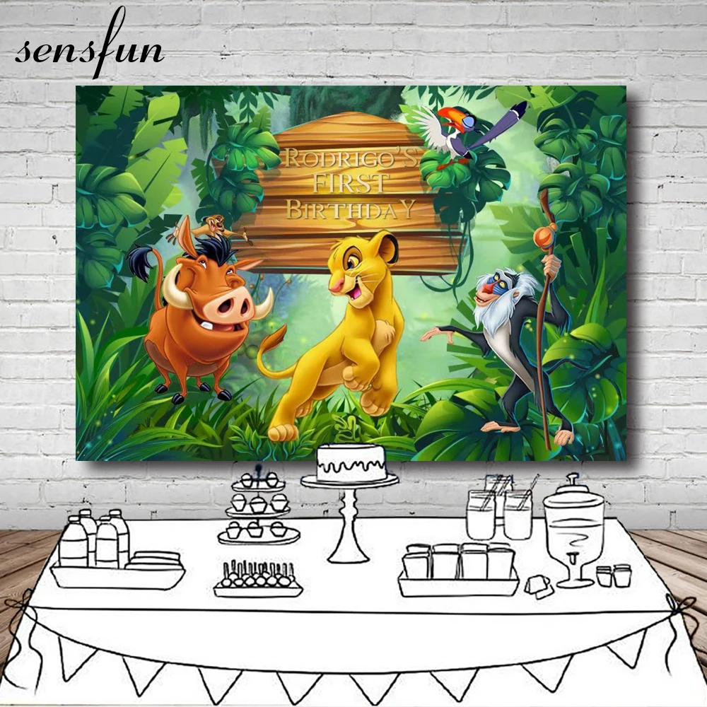 Sensfun 220x150 см лес мультфильм лев королевские декорации Мальчики 1 день Рождения Вечеринка фоны для фотостудии винил полиэстер