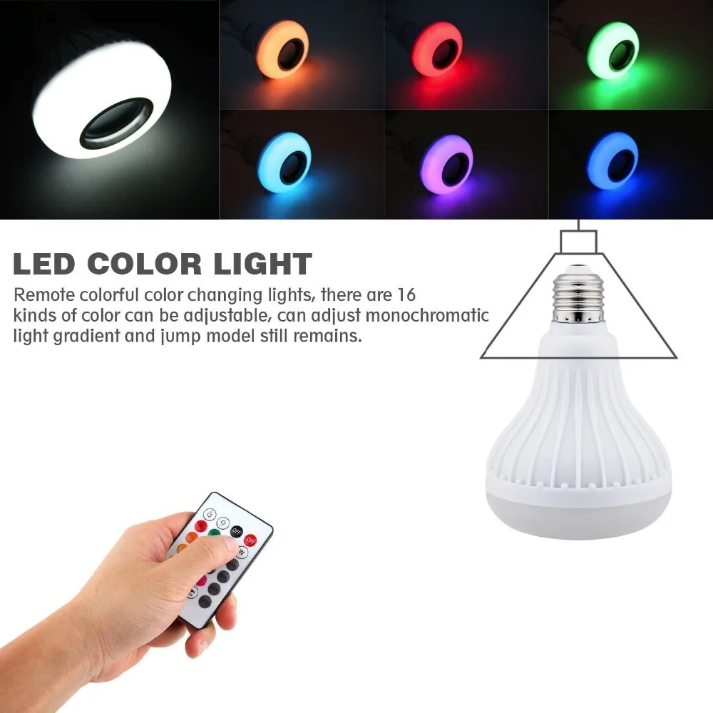 E27 Smart RGB RGBW Bluetooth Динамик лампа Музыка Воспроизведение затемнения Беспроводной 12