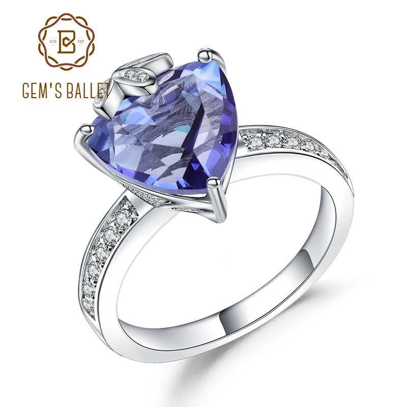 Драгоценный камень балет 5.89Ct натуральный Iolite синий цвет фототреугольник кольца