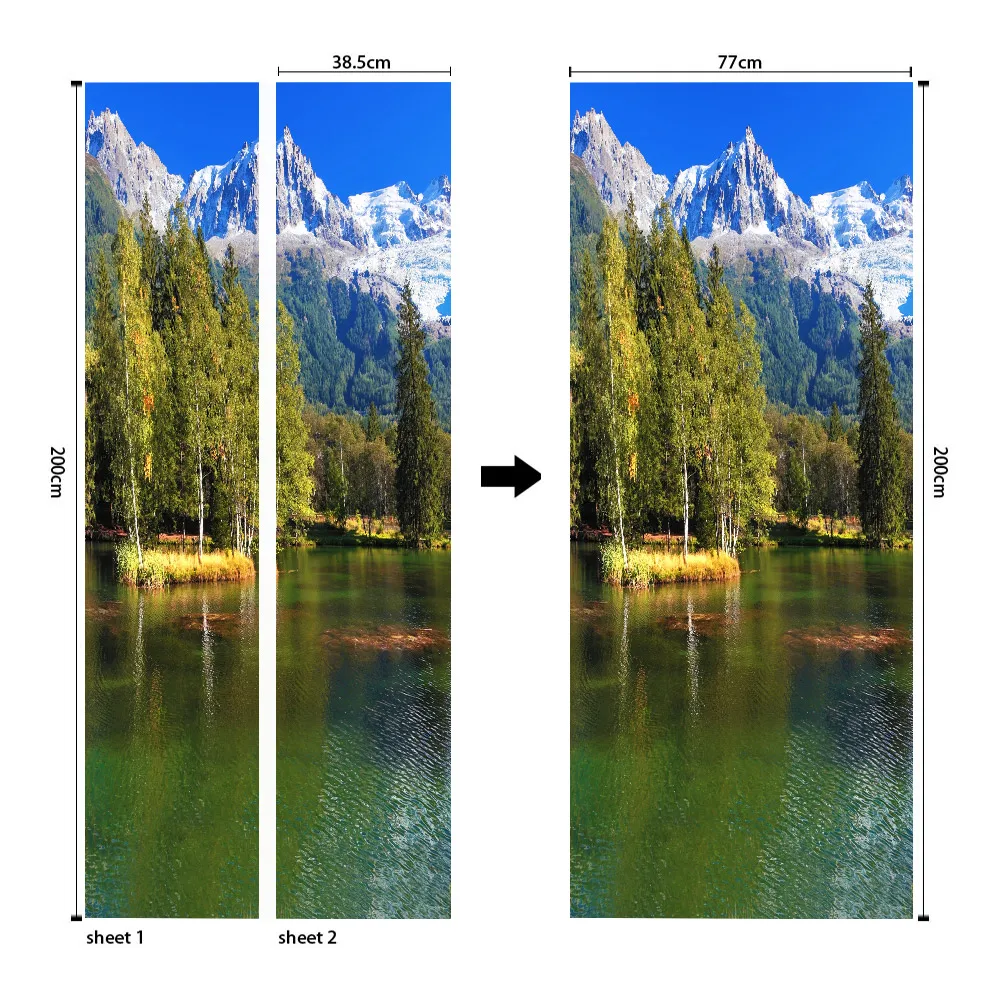 DIY 3D Природа Пейзаж Дверь Наклейка Фреска для гостиной обои ПВХ самоклеющиеся водонепроницаемый художественный плакат на дверь наклейка