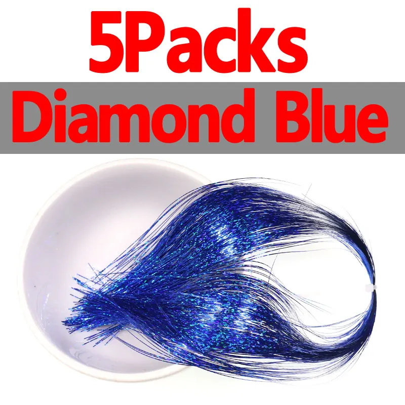 Diamond Blue 5Packs Bimoo 5 упаковок 0,35 мм Flashabou рыболовные приманки блестящие пучки Связывание Голографическая мишура вспышка для приманка с крючками изготовление материала 120 прядей золото серебро - Цвет: Diamond Blue 5Packs