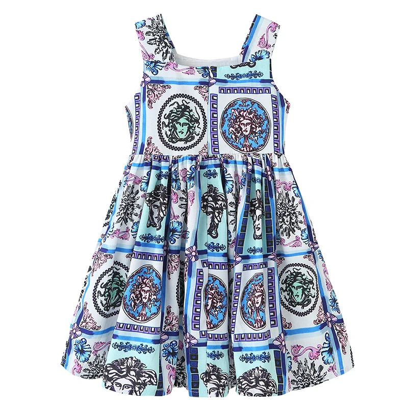 Летнее платье для девочек Robe Fille Детское с цветочным принтом Костюм принцессы