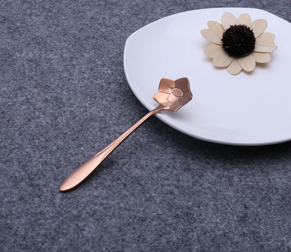 Новинка розовое золото 5 шт./компл. посуда в форме цветка сахарная нержавеющая