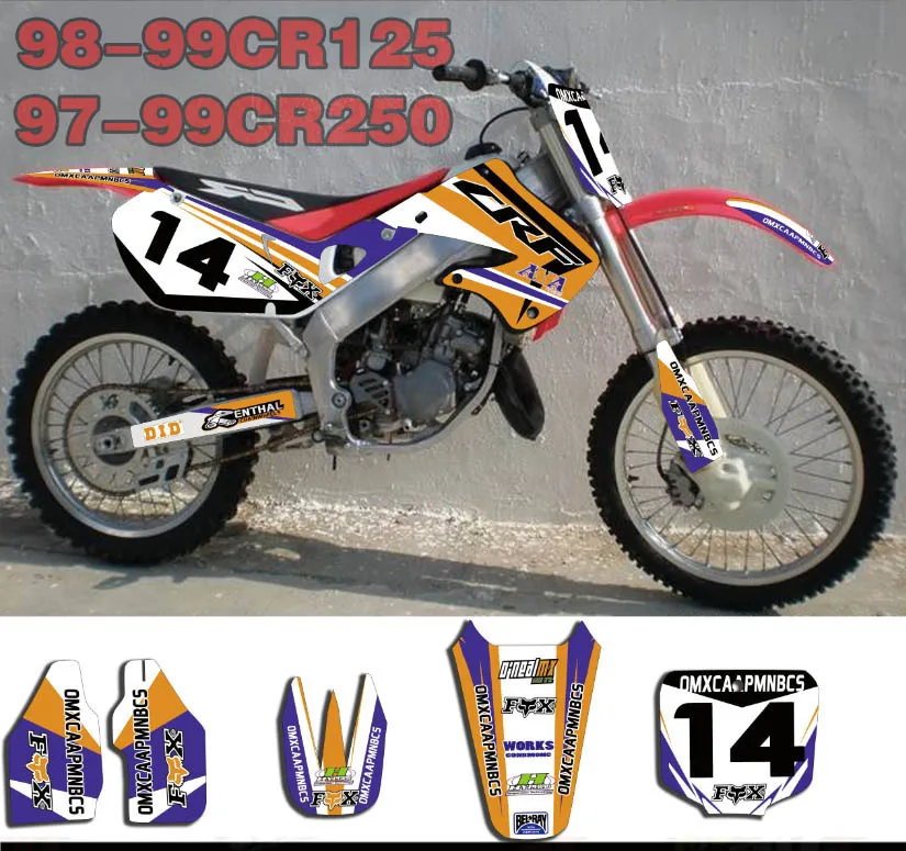 Мотоцикл команда наклейки велосипед графика фон для 1998-1999 Honda CR125/1997-1999 CR250CR |