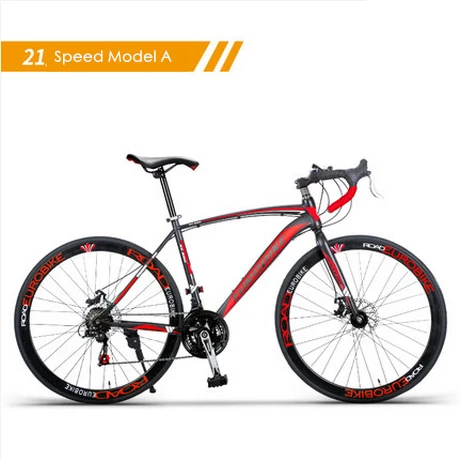 A black red Бренд карбоновая стальная рама 700C колеса 21/27 скоростей дисковый тормоз дорожный велосипед Открытый Спорт Велоспорт bicicletas гоночный велосипед - Цвет: A black red