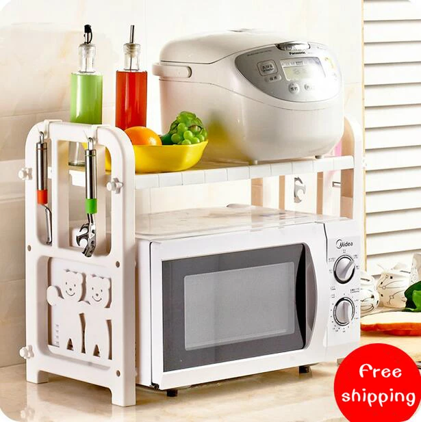 Multi-purpose Microwave Shelf Plastic Double Layer Oven Storage Rack Spice Seasoning Organizer | Дом и сад