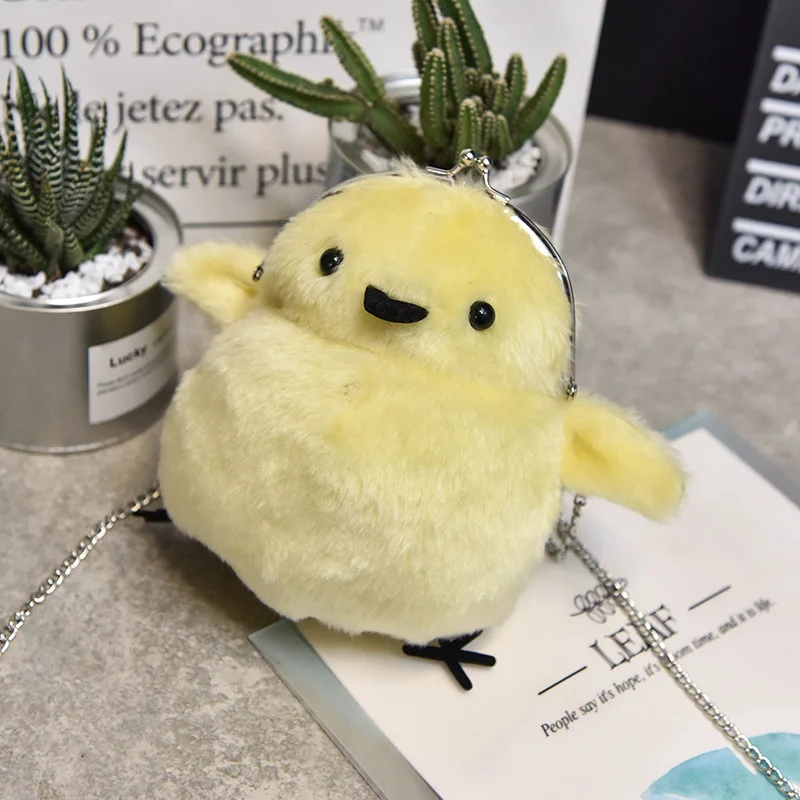 Маленькая маленькая плечевая сумка на цепочке с пряжкой Annimal Chick мягкая игрушка