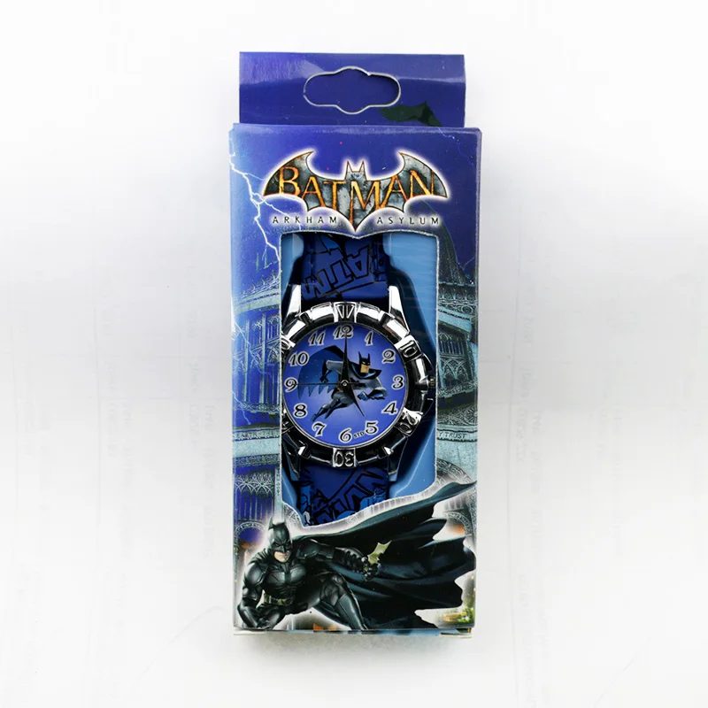 batman Blue Детские часы с Бэтменом из мультфильма Человек-паук Бен 10 Supreman детские часы для мальчиков с кожаным ремешком кварцевые часы Reloj Nino подарок для мальчика - Цвет: batman Blue