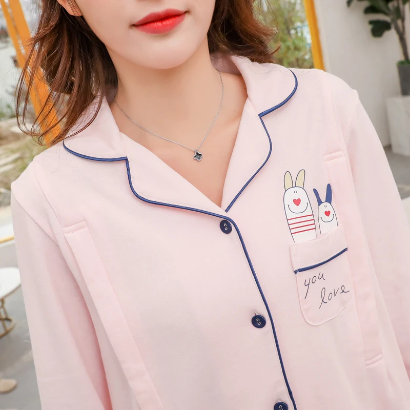 Весна 2019 теплая одежда для беременных кормящих женщин Хлопковая пижама верхняя