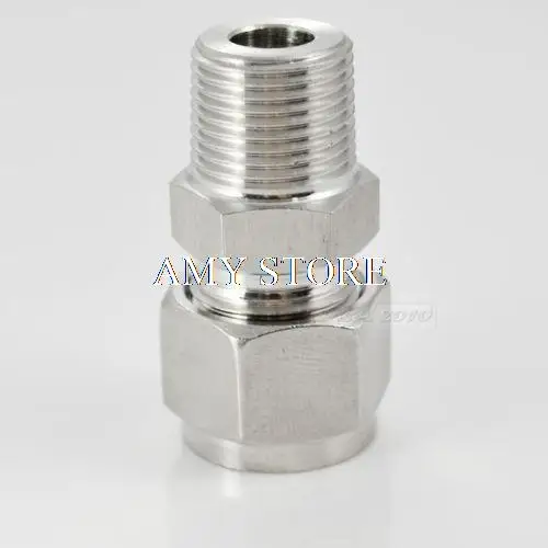 1/" BSPx8MM двойные Обжимные фитинги для труб Мужской Разъем BSP Нержавеющая сталь 304