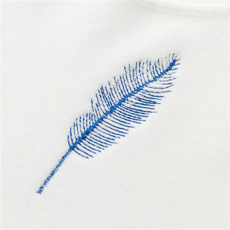 2019 New Autumn winter women fashion feather Embroidery Knitted sweaters black white woman/girl casual sweater | Женская одежда