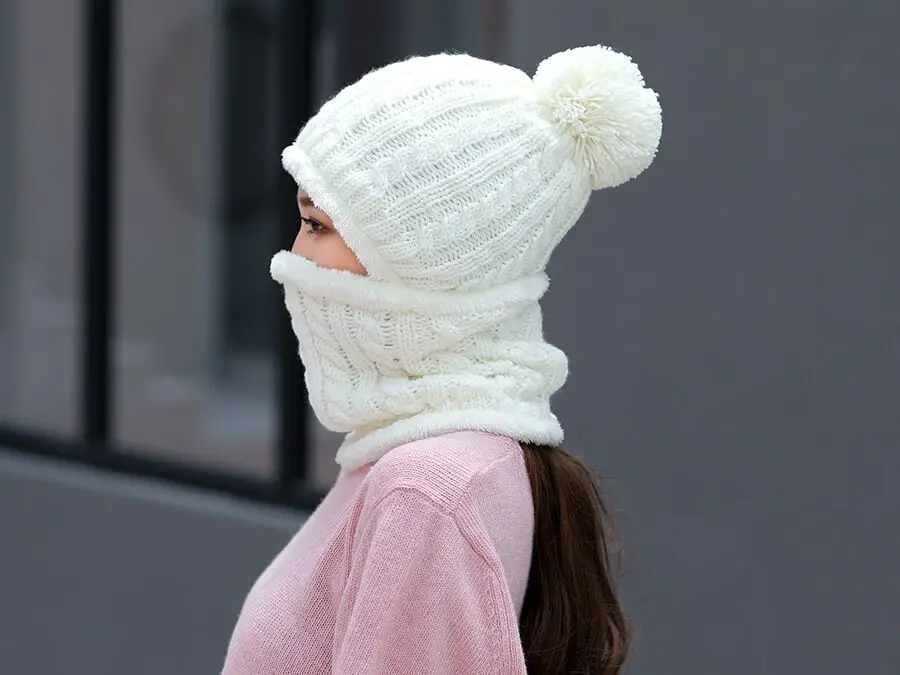MAERSHEI зимние Skullis Beanies набор шапки и шарфа с помпоном для женщин и мужчин шерстяная шапка s Балаклава маска Gorras Bonnet вязаная шапка