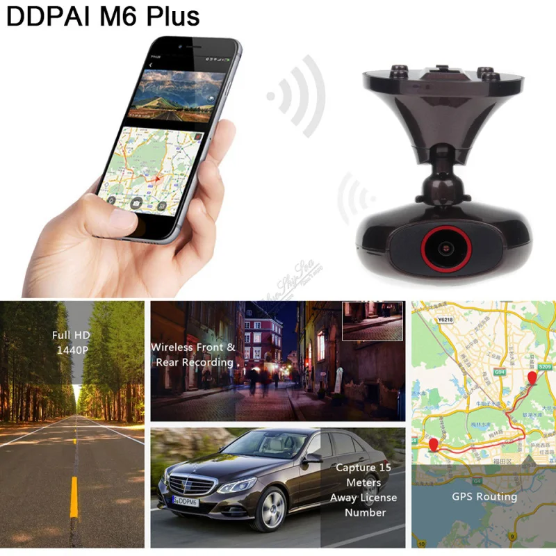 Оригинальный DDPAI M6 плюс Видеорегистраторы для автомобилей HD 1440 P WI-FI автомобиля