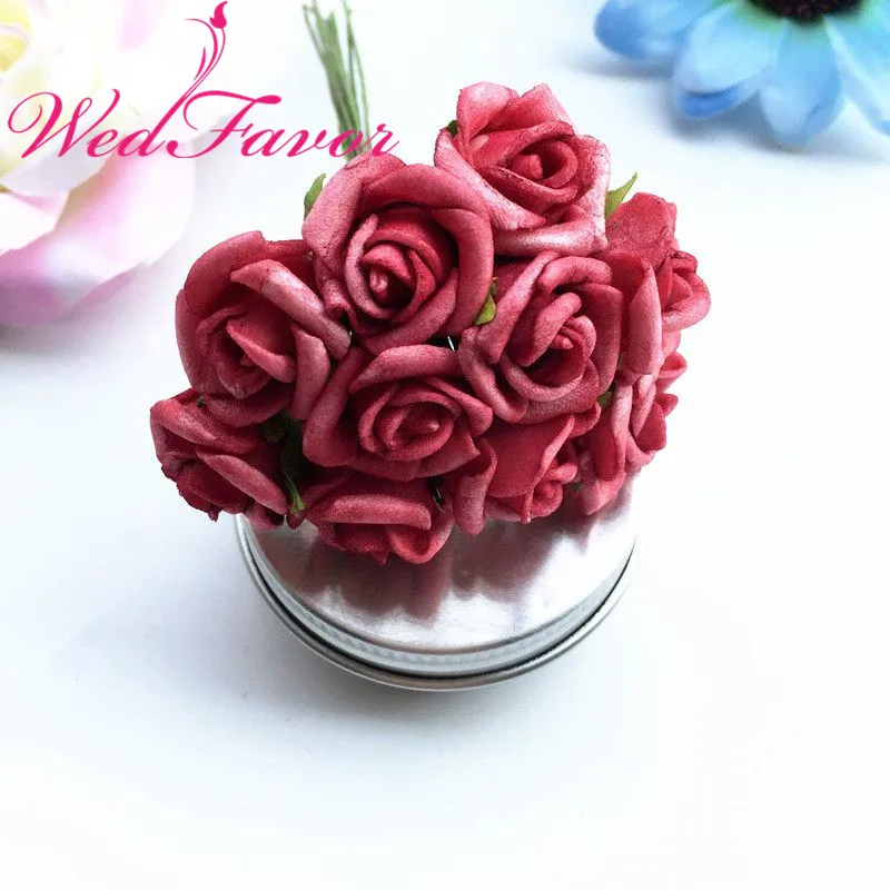 Two Tone Red WedFavor 100 шт 2 см Искусственный Мини эва ПЕНА РОЗА букет из цветов для конфет коробка гирлянда украшения для свадьбы в стиле Скрапбукинг аксессуары для волос - Цвет: Two Tone Red