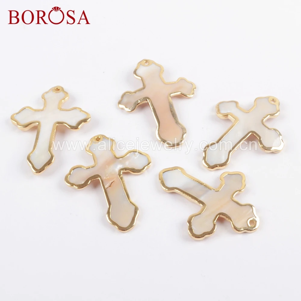 BOROSA 8 шт. натуральный белый корпус ювелирное изделие крестообразная форма